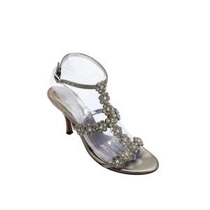 Ramon Tenza Women's Open Toe Rhinestone Strappy Sandals Gray Size 7